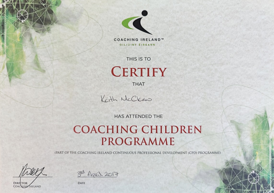 coaching children certificate keith mcclean